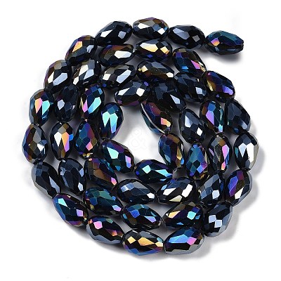 Opaque Solid Color Electroplate Glass Beads Strands EGLA-N013-P6mm-B01-1
