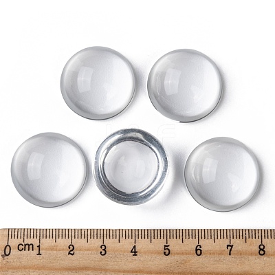 Transparent Half Round Glass Cabochons GGLA-R027-25mm-1