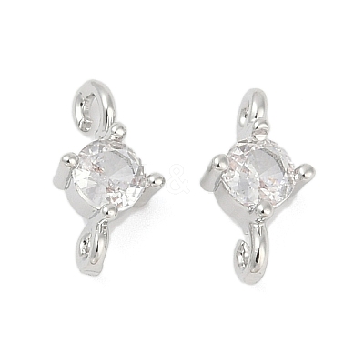 Brass Clear Cubic Zirconia Connector Charms KK-Z094-10P-1