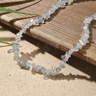 Natural Supper 7 Rutilated Quartz Chip Beaded Necklaces for Men Women NJEW-G159-01D-1
