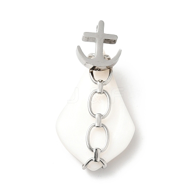 Natural White Shell Pendants SSHEL-G025-01P-1