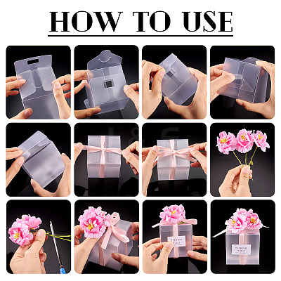Clear PVC Candy Gift Packaging Boxes with Ribbon & Artificial Flower CON-TAC0001-20B-1