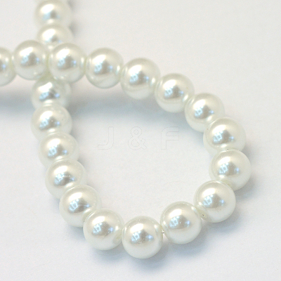 Baking Paint Pearlized Glass Pearl Round Bead Strands X-HY-Q330-8mm-01-1