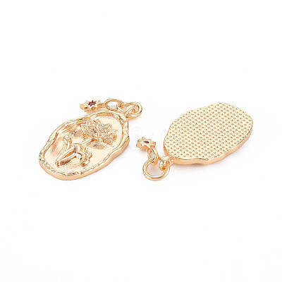 Brass Ruby Rhinestone Pendants X-KK-S364-223-1