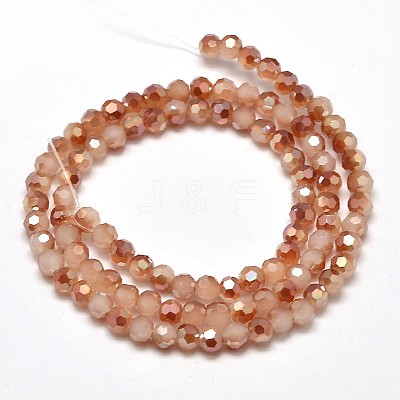 Faceted(32 Facets) Round Half Rainbow Plated Imitation Jade Electroplate Glass Beads Strands EGLA-J130-HR05-1