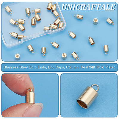 30Pcs 201 Stainless Steel Cord Ends STAS-UN0057-47-1