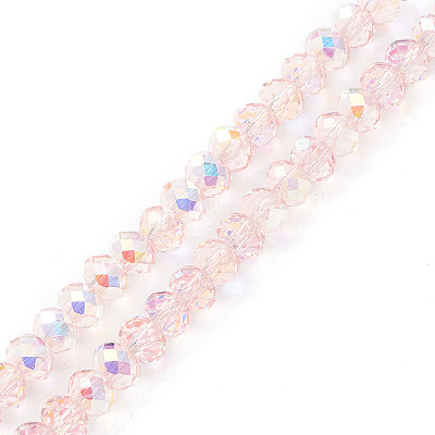 Electroplate Transparent Glass Beads Strands EGLA-K015-01A-1