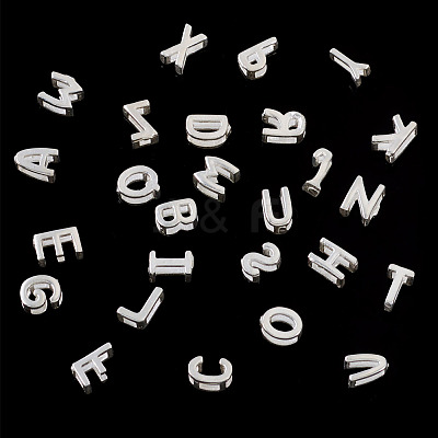 6Pcs 925 Sterling Silver Hollow Initial Beads STER-TA0001-53R-1