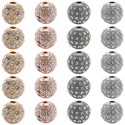 20Pcs 4 Colors Alloy Rhinestone Beads FIND-PA0001-20-1