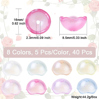 40Pcs 8 Colors Transparent Plastic Bead Caps KY-CJ0001-97-1