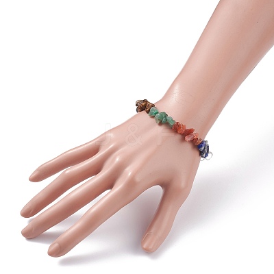 Natural & Synthetic Mixed Stone Chips Beads Stretch Bracelet BJEW-AL00003-20-1