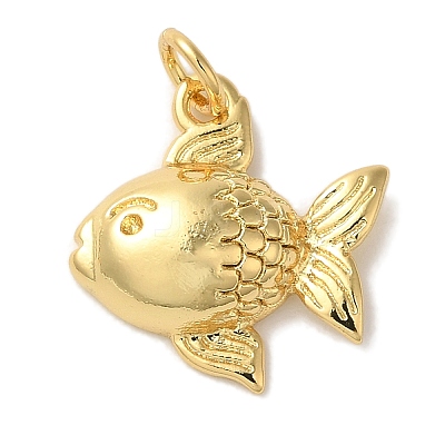 Fish Rack Plating Brass Pendants KK-U027-35G-1