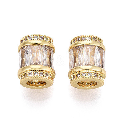 Brass Micro Pave Cubic Zirconia Beads X-KK-P237-02G-1