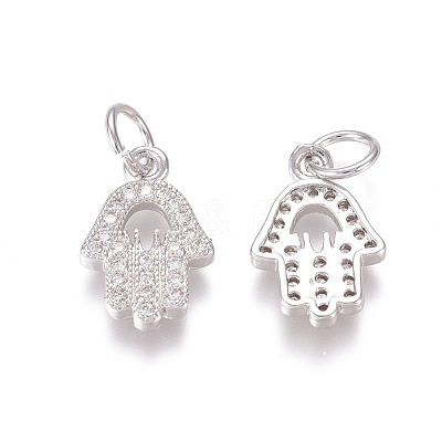 Brass Micro Pave Clear Cubic Zirconia Charms ZIRC-I036-08P-1