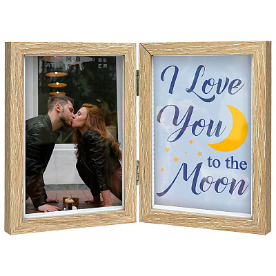 Word I Love You To The Moon Wood Picture Frames Box AJEW-FG0004-02C-1
