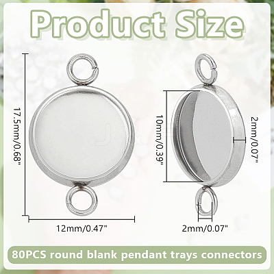 80Pcs 304 Stainless Steel Cabochon Connector Settings STAS-HY0001-89A-1