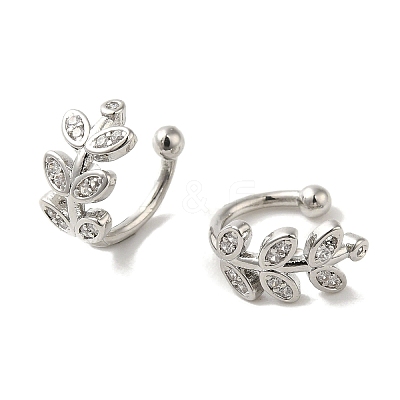 Rack Plating Brass Micro Pave Cubic Zirconia Cuff Earrings EJEW-R162-46P-1