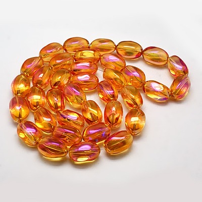 Full Rainbow Plated Crystal Glass Oval Beads X-EGLA-F026-A04-1