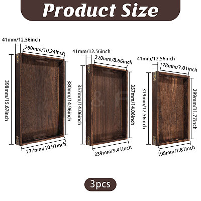 3Pcs 3 Styles Wood Tea Tray AJEW-PH0009-97-1