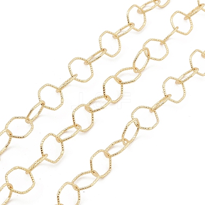 Brass Textured Hexagon Link Chains CHC-M025-33G-1
