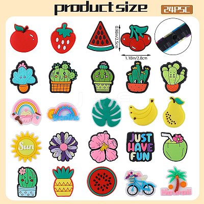 24Pcs 23 Styles Fruits PVC Plastic Beads FIND-SZ0003-67-1