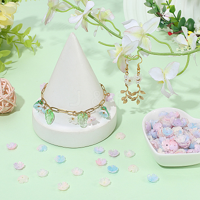 210Pcs 6 Colors Opaque Resin Bead Caps FIND-SC0022-12-1