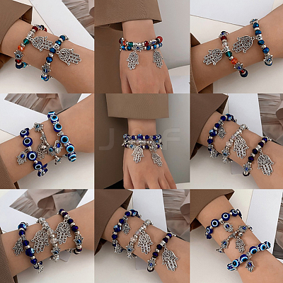 3 Strands 3 Styles Round Handmade Evil Eye Lampwork Beads Strands LAMP-PA0001-48-1
