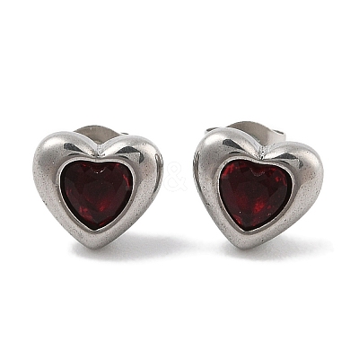 Ion Plating(IP) 304 Stainless Steel Heart Stud Earrings EJEW-C099-13PG-01-1