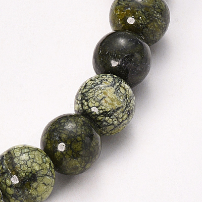 Natural Serpentine/Green Lace Stone Beaded Stretch Bracelets BJEW-Q692-53-10mm-1