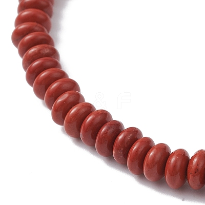 Natural Red Jasper Rondelle & Pearl Beaded Stretch Bracelets BJEW-JB09918-01-1