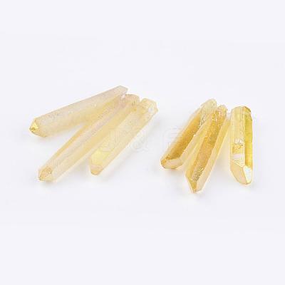 Electroplated Natural Quartz Crystal Graduated Beads Strands G-P315-A-1