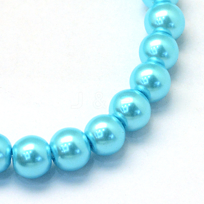 Baking Paint Pearlized Glass Pearl Round Bead Strands HY-Q330-8mm-48-1