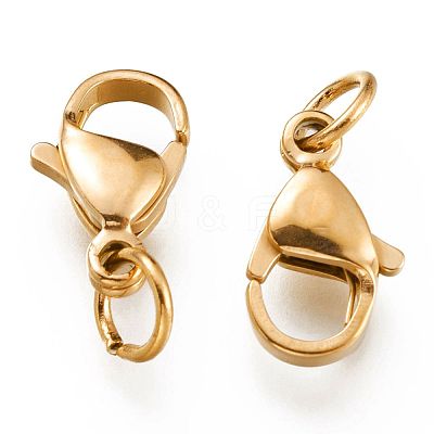 Ion Plating(IP) 304 Stainless Steel Lobster Claw Clasps X-STAS-G240-01E-G-1