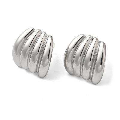Non-Tarnish 304 Stainless Steel Embossing Stud Earrings LS-EJEW-U001-06P-04-1