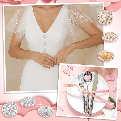 16Pcs 2 Colors 1-Hole Alloy Rhinestone Shank Buttons BUTT-GA0001-17-1