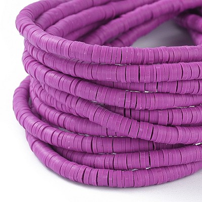 Flat Round Handmade Polymer Clay Bead Spacers CLAY-R067-4.0mm-05-1