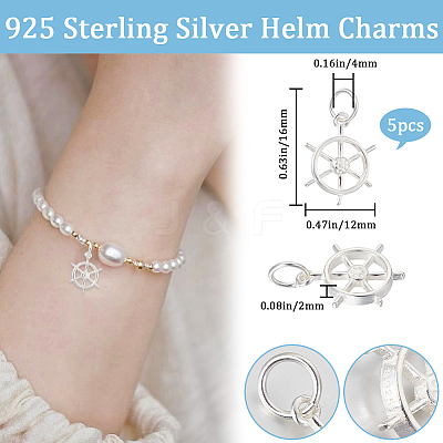 5Pcs 925 Sterling Silver Pendants STER-BBC0002-22-1
