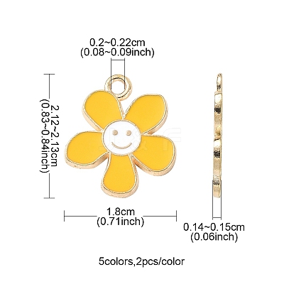 10Pcs 5 Colors Alloy Enamel Pendants ENAM-YW0002-96-1
