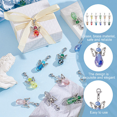 Angel Glass & Alloy Pendant Decorations HJEW-HY00005-1