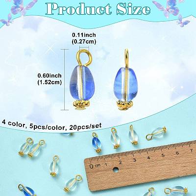20Pcs 4 Style Glass Teardrop Pendants PALLOY-FS00072-1