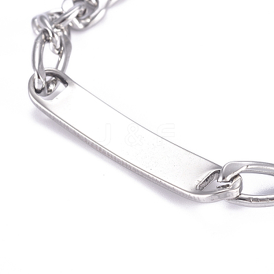 667 Stainless Steel Figaro Chain ID Bracelets BJEW-G631-05P-1-1