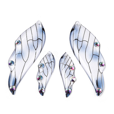 Transparent Epoxy Resin Pave Rhinestone Big Pendants RESI-TAC0021-97B-1
