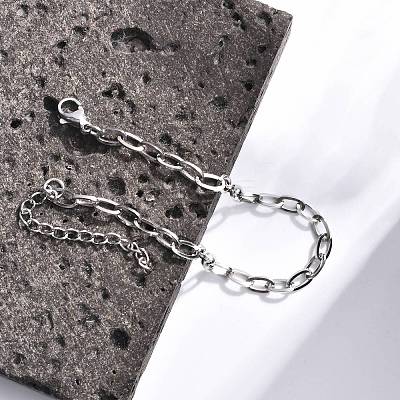 Non-Tarnish 304 Stainless Steel Cable Chain Bracelet for Men Women BJEW-E031-05C-P-1