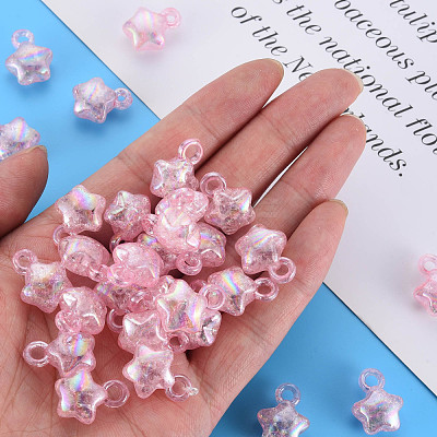 Transparent Crackle Acrylic Pendants MACR-S373-63-L05-1