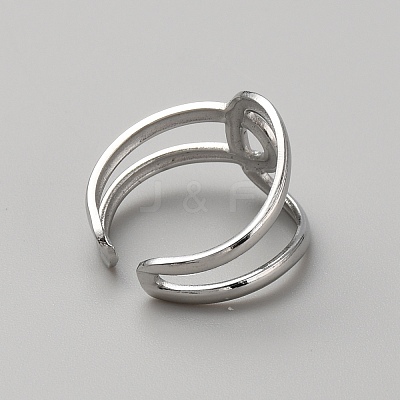 Stainless Steel Wrap Knot Open Cuff Ring for Women RJEW-WH0011-28-1