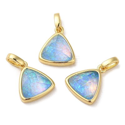 Rack Plating Brass with Synthetic Opal Pendants KK-S370-10G-01-1