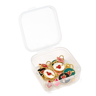 12Pcs 6 Style Golden Plated Brass with Jump Rings Enamel Pendants KK-LS0001-35-1