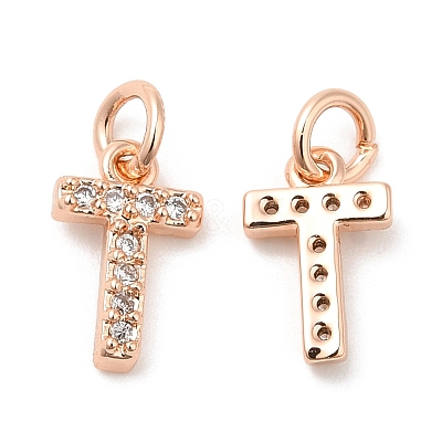 Brass Micro Pave Grade AAA Cubic Zirconia Charms ZIRC-P067-11RG-T-NR-1