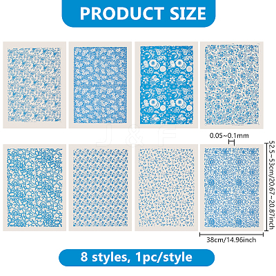8 Sheets 8 Styles Paper Ceramic Decals DIY-BC0015-04-1