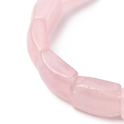 Natural Rose Quartz Bead Stretch Bracelets for Women Men BJEW-C097-02A-13-1